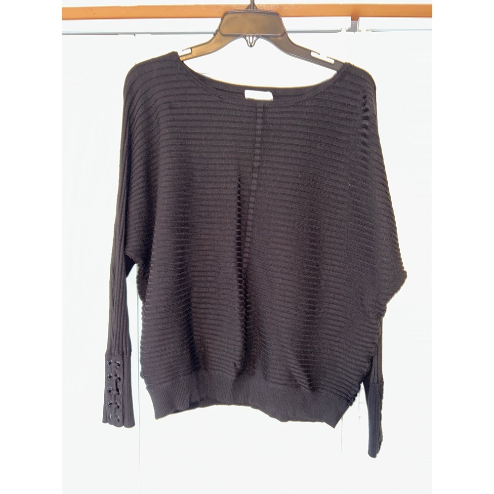 New York Company Black Ribbed Dolman Sleeve Lace Up Cuff‎ Sweater XXL